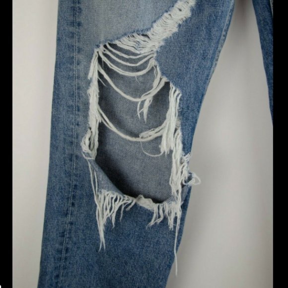 GRLFRND Helena Light Wash Distressed Boyfriend denim jeans - Picture 3 of 13